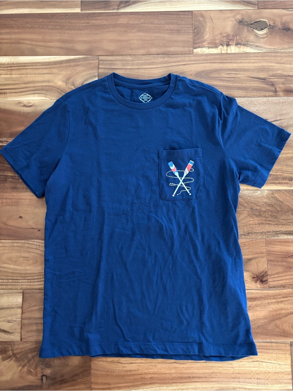 St. John's Bay Men's Navy Short-Sleeve Pocket Tee with Oar Motif